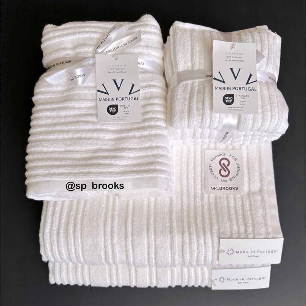 🎁8PC VILLAFELPOS Spa Collection - Bath Towel Set - Rib Textured White